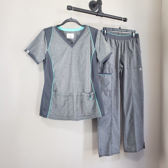 Scrubstar Tops Scrubstar Active Heather Gray Turquoise Athleisure